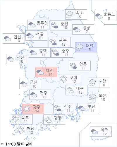 아경 오늘의 날씨와 미세먼지 (오후)