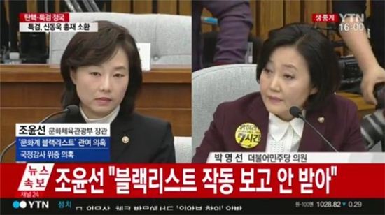 박영선 "문체부 직원, 조윤선에 블랙리스트 2번 보고"