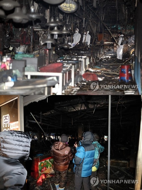 15일 전남 여수시 교동 수산시장에서 화재가 발생했다. / 사진=연합뉴스 제공