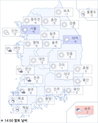 아경 오늘의 날씨와 미세먼지 (오후)