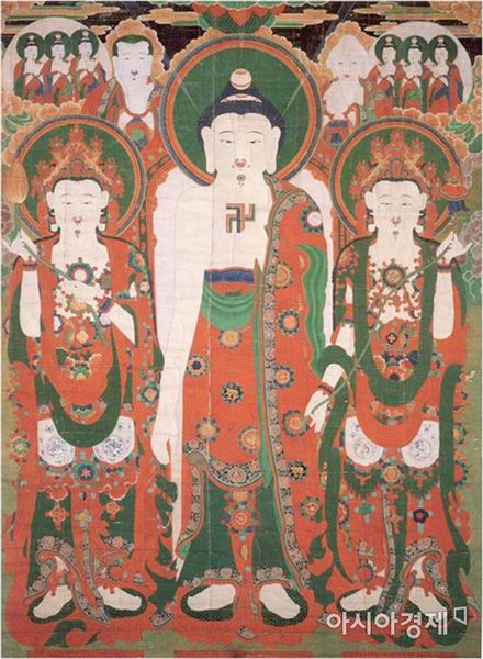 옥천사 괘불(경남유형문화재 제299호), 조선(1808년), 948 X 703cm(경상남도 고성군 옥천사 소장)
