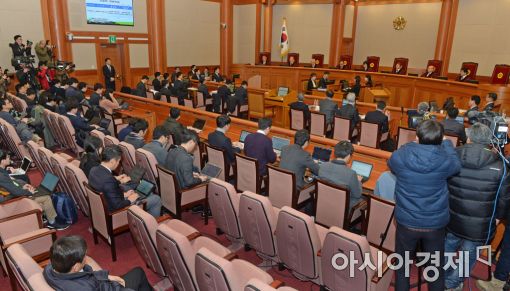 [포토]헌재 8인 체제, 탄핵심판 10차 변론