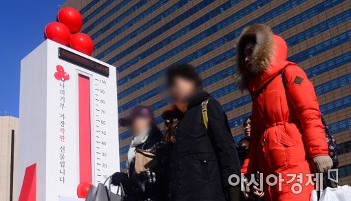[포토]사랑의 온도탑 100도 '훌쩍'