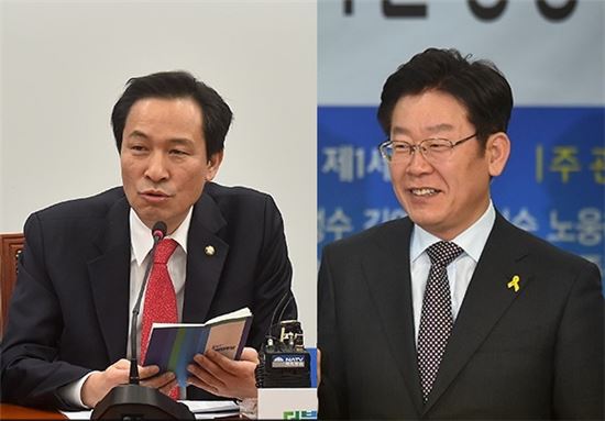 우상호 더불어민주당 원내대표(좌)와 이재명 성남시장(우)/사진=아시아경제 DB