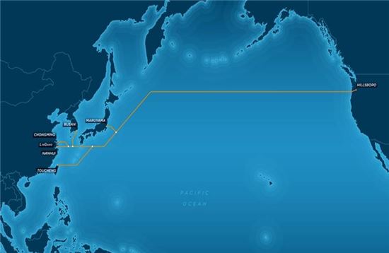 신규 태평양 횡단 해저케이블 루트 사진