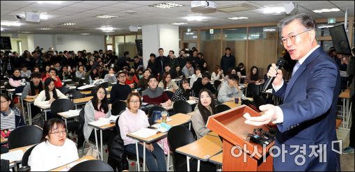 [포토]노량진 고시학원 방문한 문재인