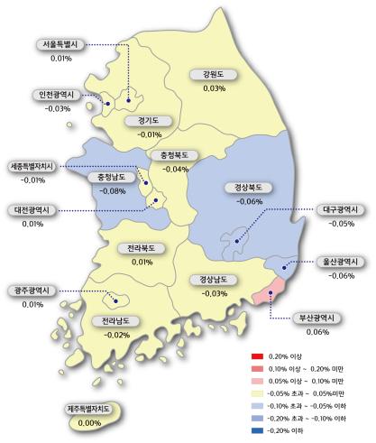 여전한 관망세…전국 아파트값 3주 연속 '-0.01%'