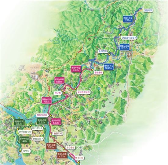 평화누리길 코스 안내도