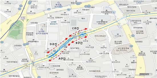 서울 지하철 4호선 회현역 근처 보행환경개선 공사계획도 (사진=서울시 제공)