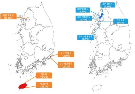 [표준지가]역시 '제주' 18.7%↑…상승률 1·2위 싹슬이