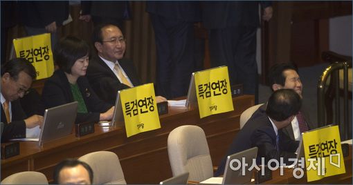 [포토]정의당, '특검연장' 피켓팅