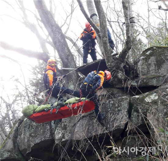 119산악구조대, 봄철 산악사고 대비 인명구조훈련 