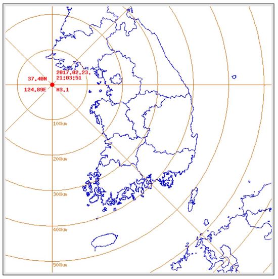 인천 백령도 해역서 규모 3.1 지진 발생