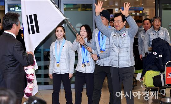 [포토]뜨거운 환대 받는 동계아시안게임 선수단