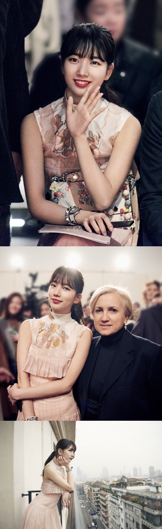 수지 밀라노 패션쇼 비하인드 컷 공개 ‘그냥 내다봤을뿐인데…우아함 자체’