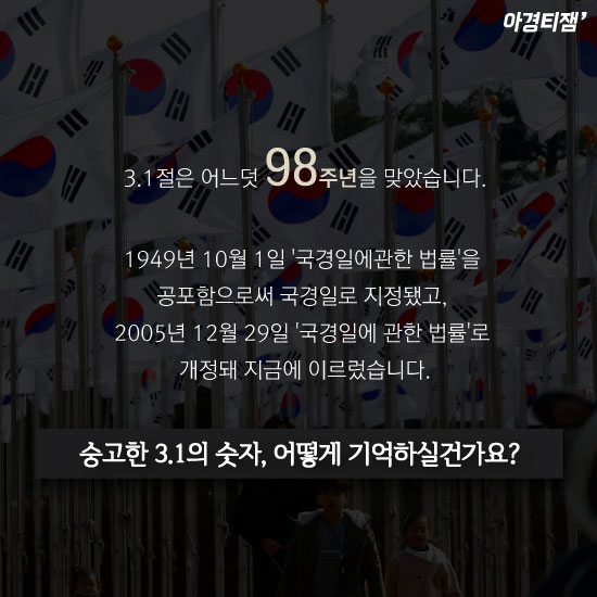 [카드뉴스]3.1절 관련, 당신이 알고 있는 숫자는 몇 개?