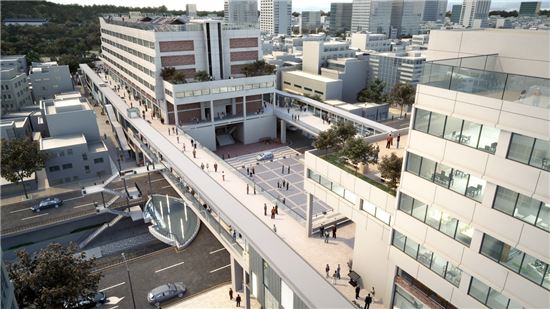 서울시가 노후된 세운상가 일대를 재정비하고자 단계적 개발 계획을 담은 '다시·세운 프로젝트 창의제조산업 활성화 계획'을 2일 발표했다. 사진은 건물별로 예정된 보행테크 계획도.