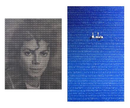 김동유,Michael Jackson (Madonna) 194ⅹ155cm, Oil on canvas, 2011(사진 왼쪽) / 오세열,Untitled, 194 x 112cm, Mixed media, 2016
