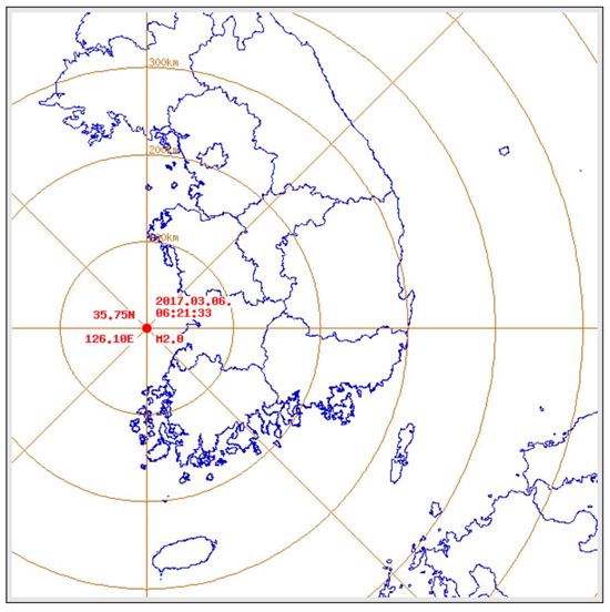 전북 부안 해역서 규모 2.0 지진 발생