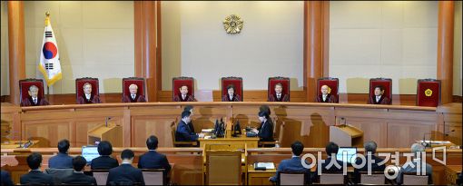 [포토]탄핵인용 만장일치 결정 내린 헌법재판관