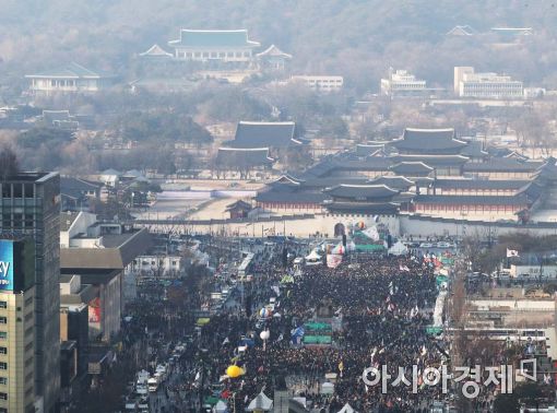[포토]청와대 앞 탄핵 축하 집회 