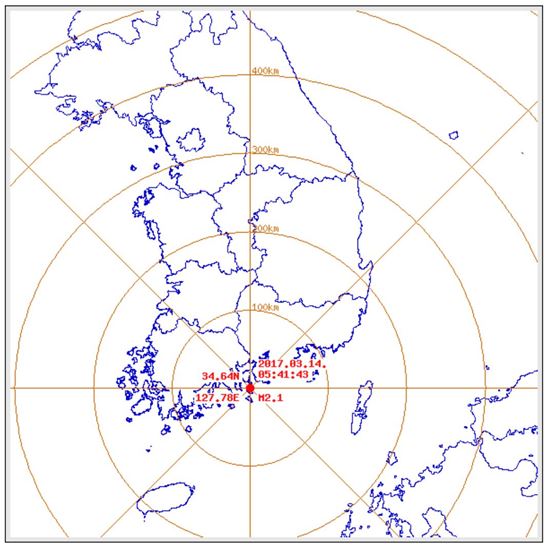 전남 여수서 규모 2.1 지진 발생