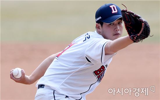 [포토]함덕주, '선발 한 자리 낙점을 위해'