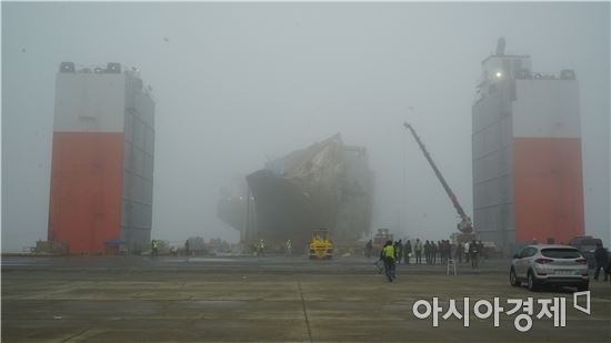 [포토]세월호 육상거치 위한 2차 테스트 시작