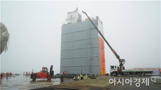 [포토]세월호 육상거치 위한 2차 테스트 시작