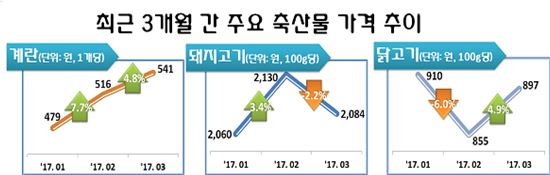 다시 뛰는 닭고기값…계란은 3개월 연속 상승세