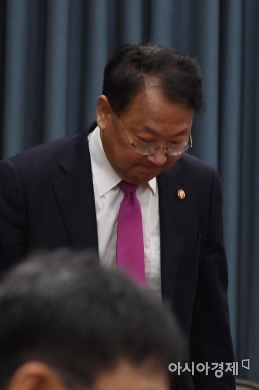 [포토]고개 숙인 유일호 경제부총리 