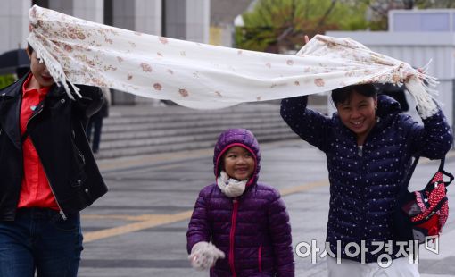 [포토]관광 중 만난 봄비