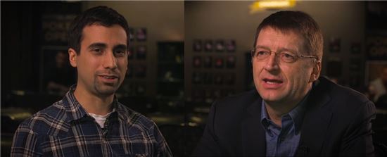 AI '렁푸다시'와 '리브라투스'의 개발자. 영국 카네기멜론 대학교 노암 브라운 박사과정생(왼쪽)과 투오마스 샌드홀름 교수(오른쪽). / 사진=유튜브 영상 캡처