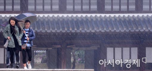 [포토]비바람 속 관광