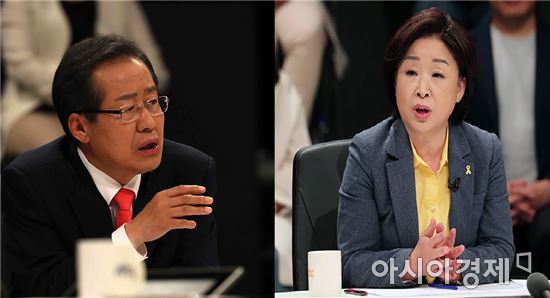 극과 극의 대결…洪·沈 막판 불꽃튀는 신경전