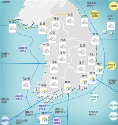 [오늘 날씨] 전국 대체로 흐리고 밤에 비…미세먼지 보통