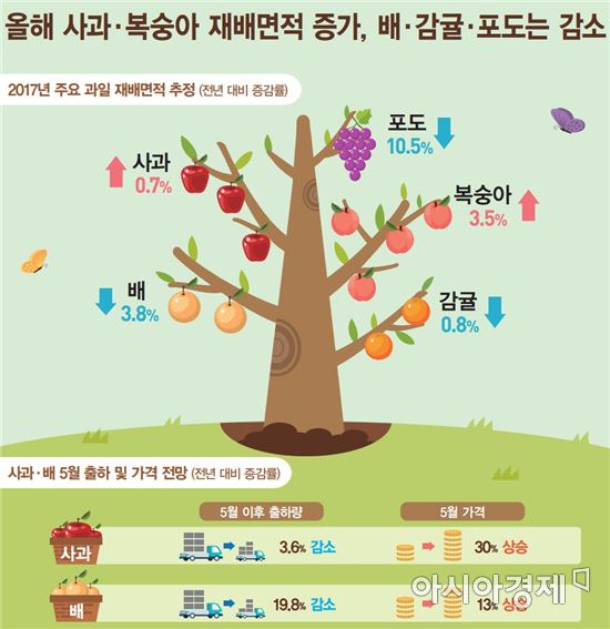 이달 사과, 배 1년 전보다 비싸진다