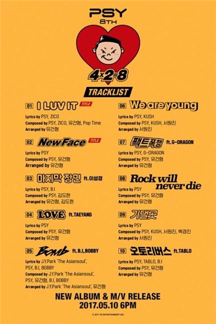 싸이 8집 트랙리스트/사진=YG엔터테인먼트