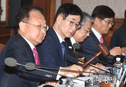 [포토]의사봉 두드리는 유일호 경제부총리