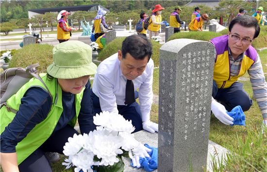 윤장현 광주시장, 5·18묘지 환경정화