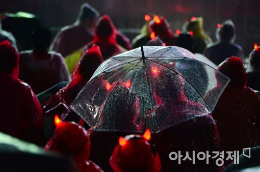 [포토]빗속 붉은 악마의 응원 