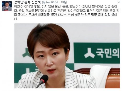 신동욱 공화당 총재가 이언주 국민의당 원내수석부대표를 비판했다. 사진=신동욱 트위터 캡쳐