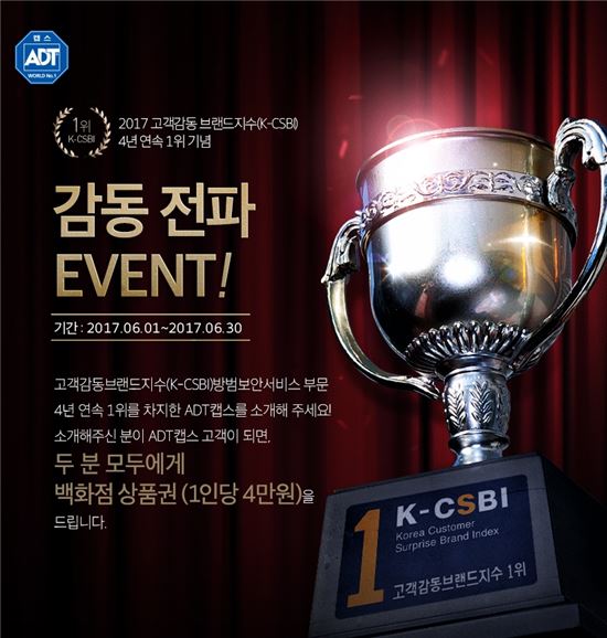 ADT캡스, 고객감동브랜드지수 4년 연속 1위 기념 이벤트