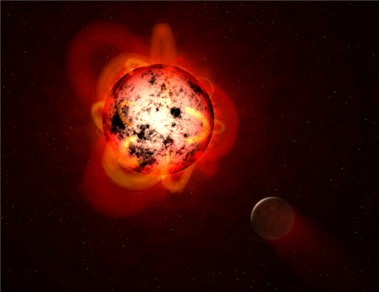 ▲태양보다 작은 적색왜성은 플레어를 지속적으로 뿜어냈다. 이 때문에 외계행성에 생명체가 살 수 없을 것이란 연구결과가 나왔다.[사진제공=NASA]