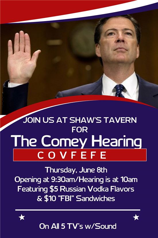 美 워싱턴DC에 위치한 한 레스토랑이 내놓은 청문회 특별메뉴 (출처 : Shaw's Tavern Facebook)