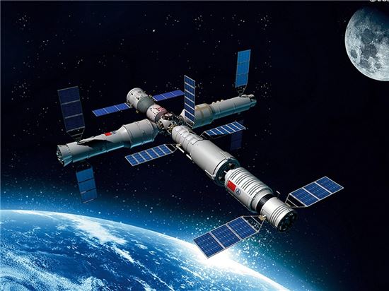 중국이 2022년 완공을 계획하고 있는 우주정거장 예상 조감도. 사진 = VCG 