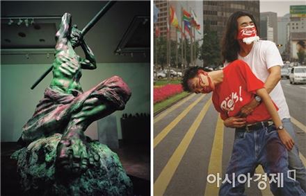 구본주, 갑오농민전쟁2, 1994, 브론즈, 260×120×267cm(왼쪽)/ 조습, 습이를 살려내라, 2002, 디지털 프린트, 100호




 


