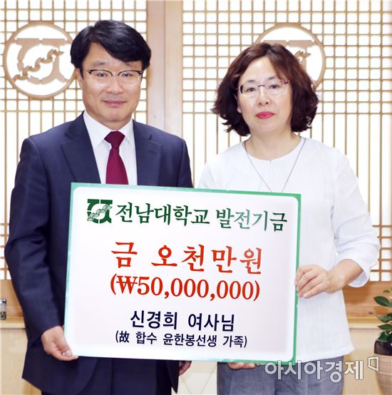 고(故) 합수 윤한봉 열사 유족, 전남대에 발전기금 5,000만원 쾌척