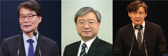 장하성 청와대 정책실장, 김석동 전 금융위원장, 조국 민정수석(왼쪽부터)