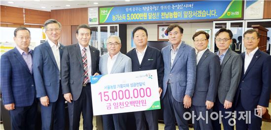 서울농협, 전남에 가뭄피해 복구 성금 1천5백만원 전달